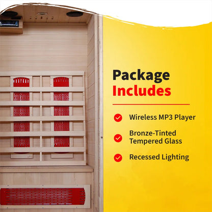1-2 Person Hemlock Infrared Sauna with 3 Ceramic Heaters