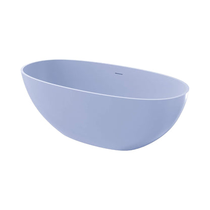 Nuvia Freestanding Modern Oval Stone Resin Soaking Tub With Overflow Drain (61X29.5-Inch)