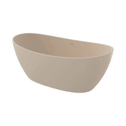 Nuvia Freestanding Modern Oval Stone Resin Soaking Tub With Overflow Drain (65X33.5-Inch)