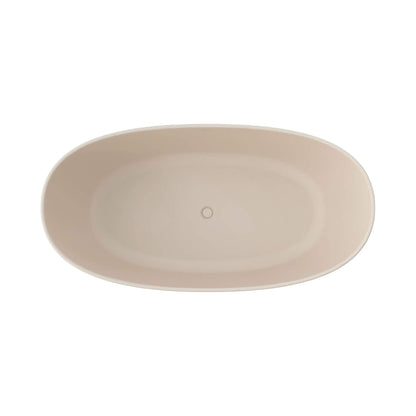 Nuvia Freestanding Modern Oval Stone Resin Soaking Tub With Overflow Drain (65X33.5-Inch)