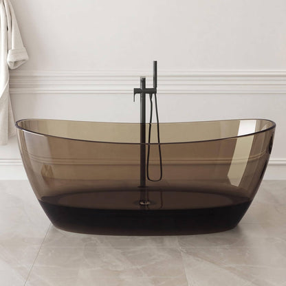 Nuvia Freestanding Modern Oval Stone Resin Soaking Tub With Overflow Drain (65X33.5-Inch)