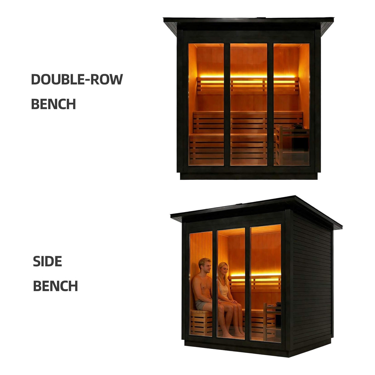 Custom 6-Person Luxury Canadian Hemlock Outdoor Steam Sauna With Heater And Stones (Made-To-Order)