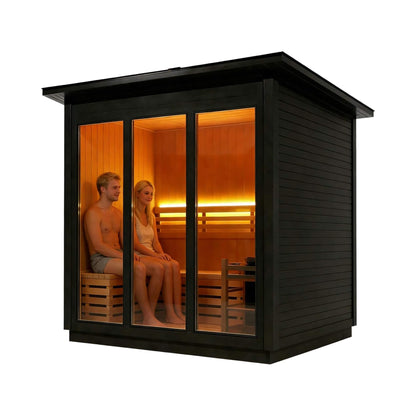Custom 4-Person Luxury Canadian Red Cedar Outdoor Steam Sauna With Heater And Stones (Made-To-Order)
