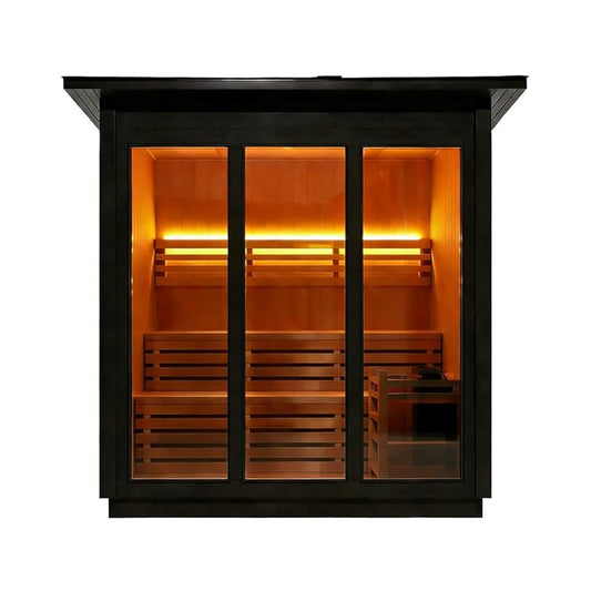 Custom 6-Person Luxury Spruce Outdoor Steam Sauna With Heater And Stones (Made-To-Order)