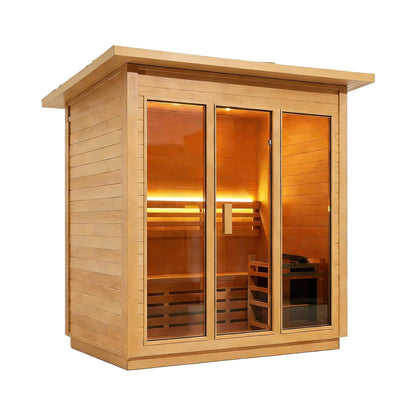 Custom 6-Person Luxury Canadian Hemlock Outdoor Steam Sauna With Heater And Stones (Made-To-Order)
