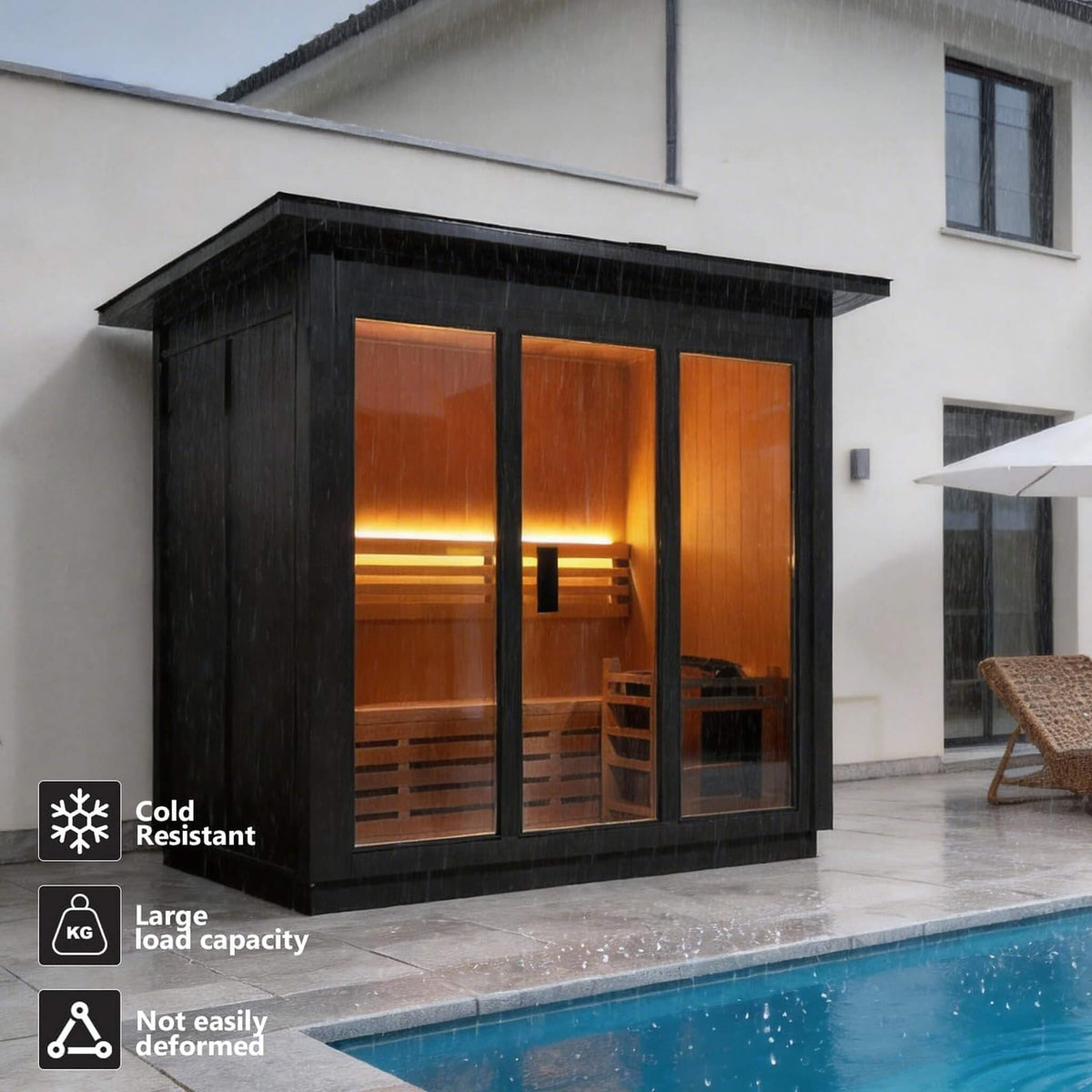 Custom 6-Person Luxury Canadian Hemlock Outdoor Steam Sauna With Heater And Stones (Made-To-Order)