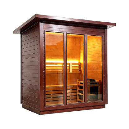 Custom 8-Person Luxury Canadian Red Cedar Outdoor Steam Sauna With Heater And Stones (Made-To-Order)