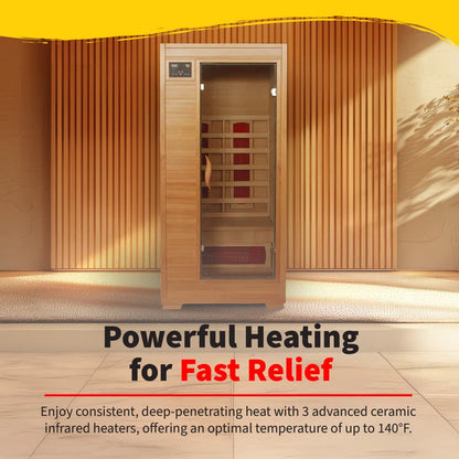 1-2 Person Hemlock Infrared Sauna with 3 Ceramic Heaters