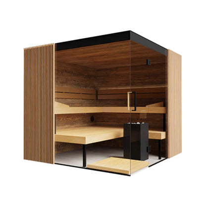ThermaSol Aalto 4-Person Indoor Semi Panoramic Glass Sauna Cabin (Made-To-Order)