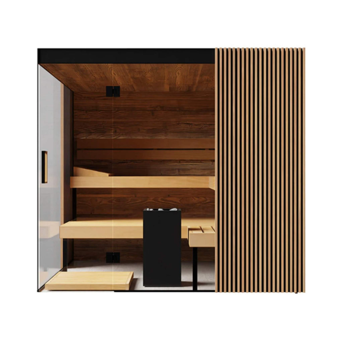 ThermaSol Aalto 4-Person Indoor Semi Panoramic Glass Sauna Cabin (Made-To-Order)