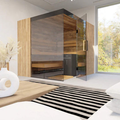 ThermaSol Aalto 4-Person Indoor Semi Panoramic Glass Sauna Cabin (Made-To-Order)