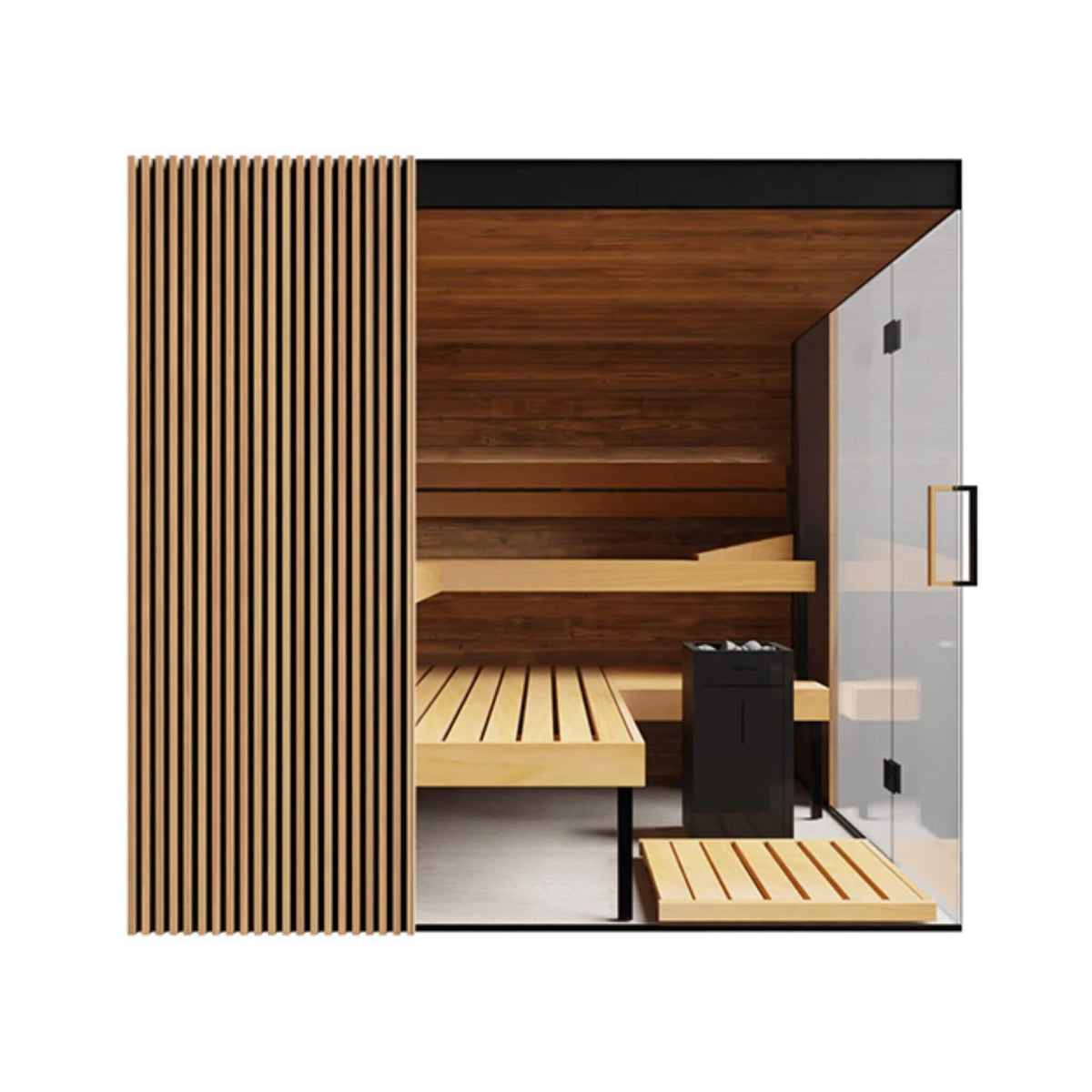 ThermaSol Aalto 4-Person Indoor Semi Panoramic Glass Sauna Cabin (Made-To-Order)