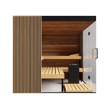 ThermaSol Aalto 4-Person Indoor Semi Panoramic Glass Sauna Cabin (Made-To-Order)