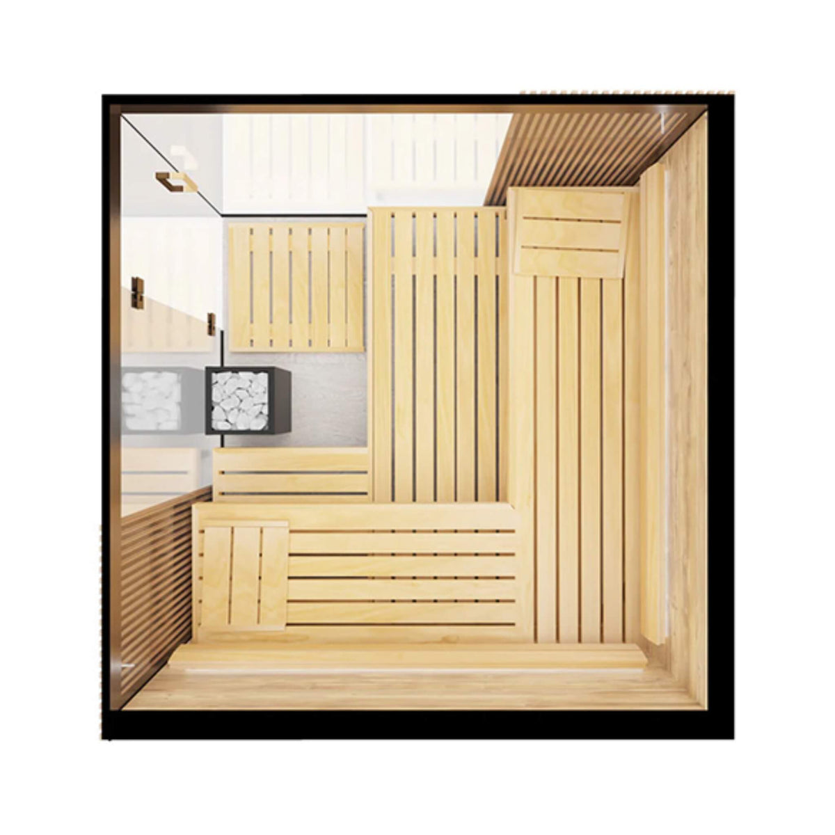 ThermaSol Aalto 4-Person Indoor Semi Panoramic Glass Sauna Cabin (Made-To-Order)