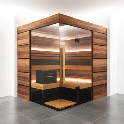 ThermaSol Astra 4-Person Indoor Semi Panoramic Glass Sauna Cabin (Made-To-Order)